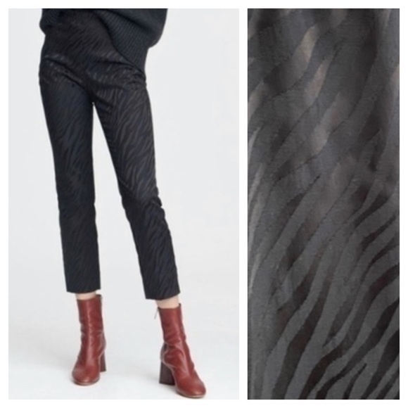 rag & bone Pants - rag & bone Black Simone Cropped Jacquard Zebra Print Pants 0
